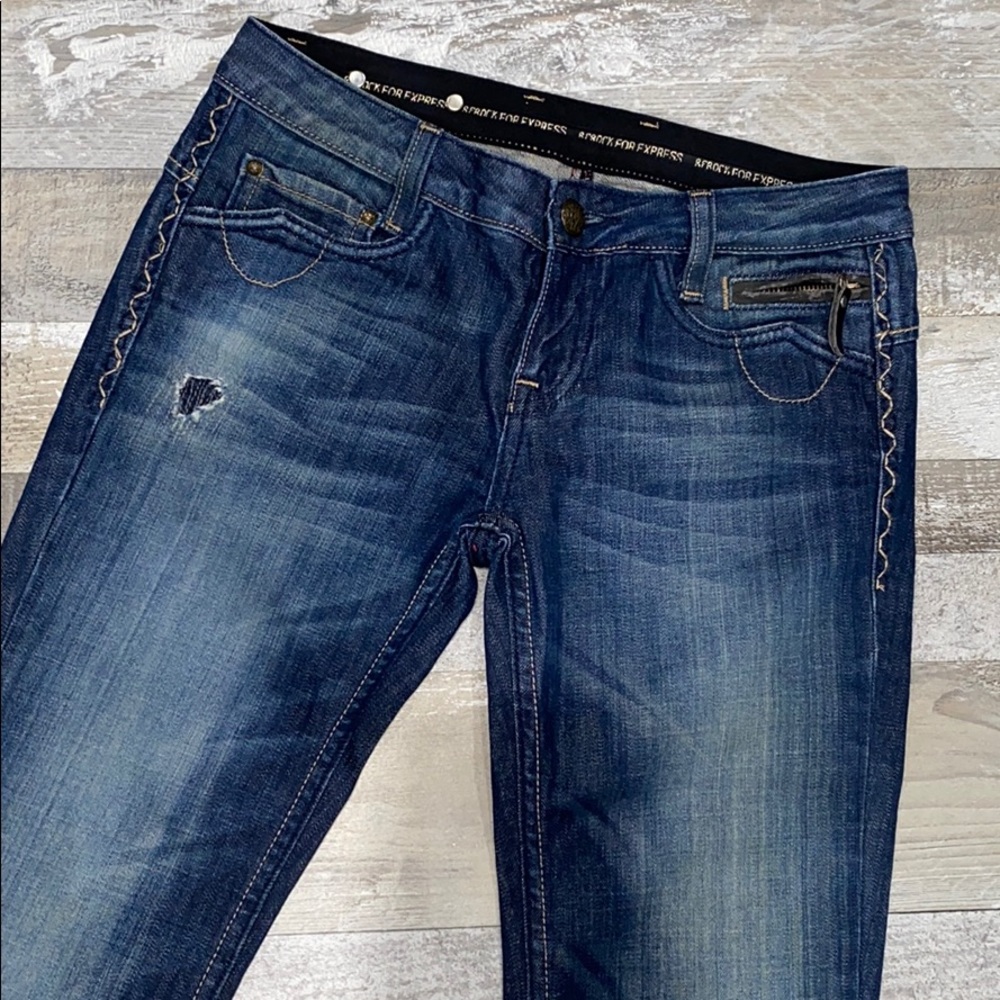 Womens Rerock For Express Factory Distressed Jeans - image 2